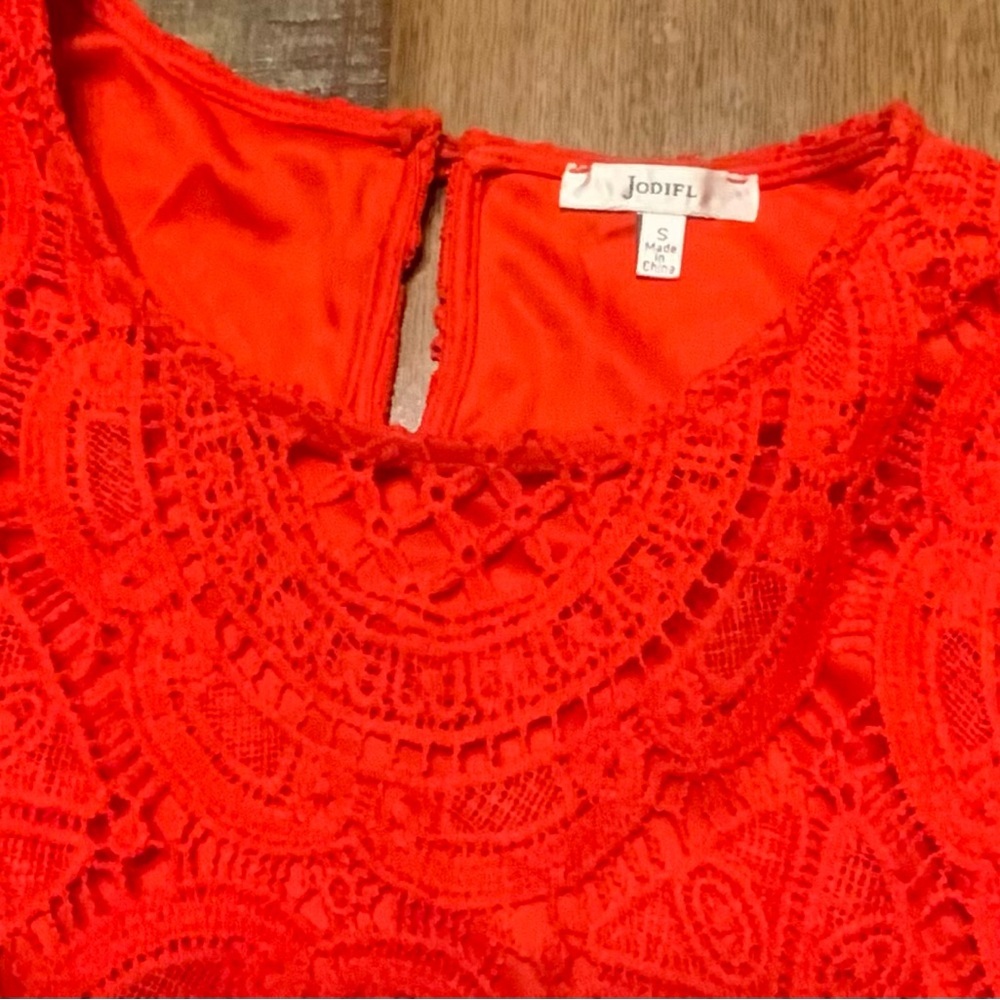 JODIFL Red Lace Blouse